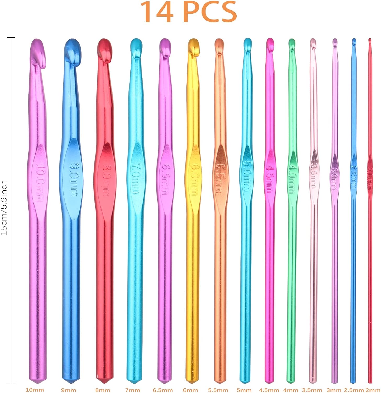 Aluminium Crochet Hook set 14pc